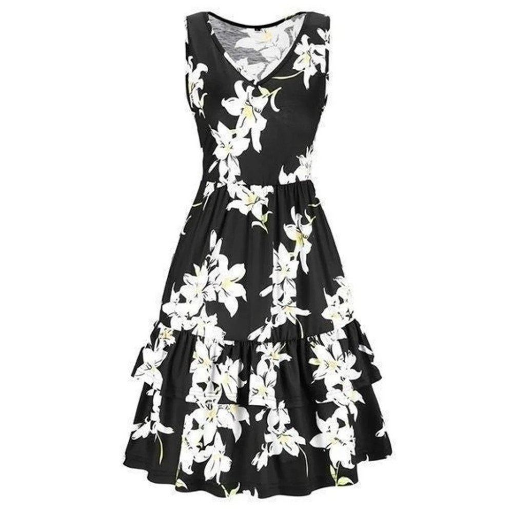 Ouges - Black Floral Dress‎ w/Pockets- Small NWT - image 2